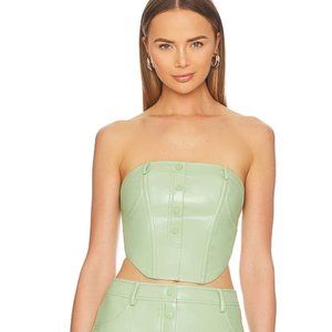 Revolve Camila Coelho Rory Green Faux Leather Crop Top Small